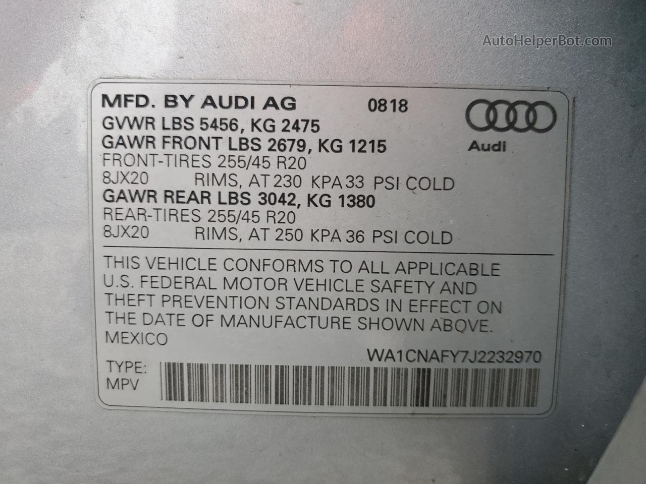 2018 Audi Q5 Prestige Silver vin: WA1CNAFY7J2232970