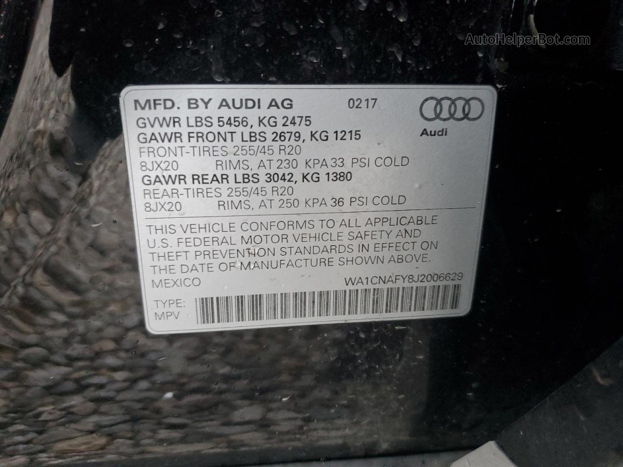 2018 Audi Q5 Prestige Черный vin: WA1CNAFY8J2006629