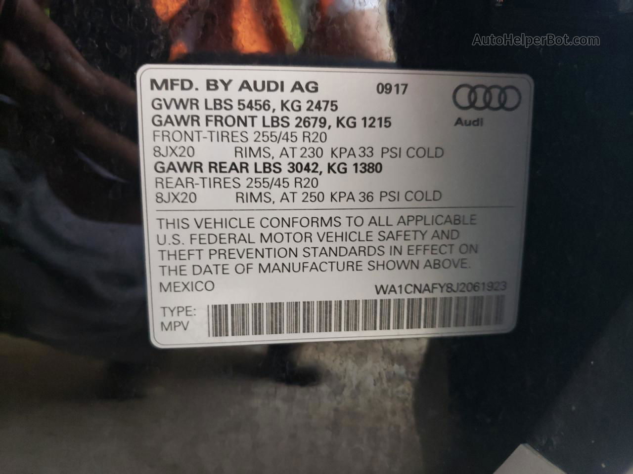 2018 Audi Q5 Prestige Black vin: WA1CNAFY8J2061923