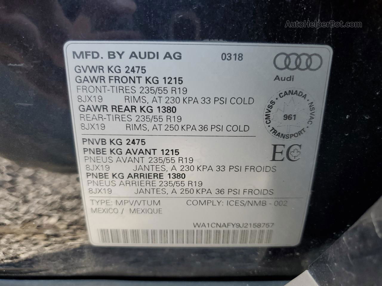 2018 Audi Q5 Prestige Синий vin: WA1CNAFY9J2158757