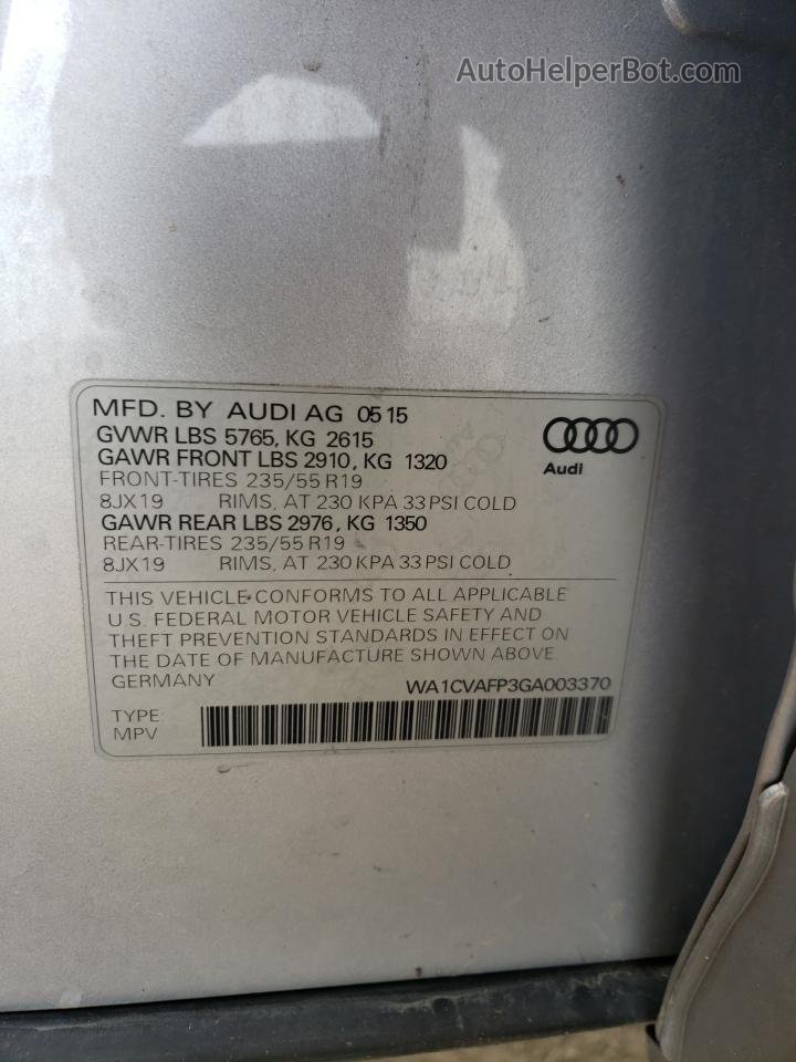 2016 Audi Q5 Tdi Premium Plus Silver vin: WA1CVAFP3GA003370