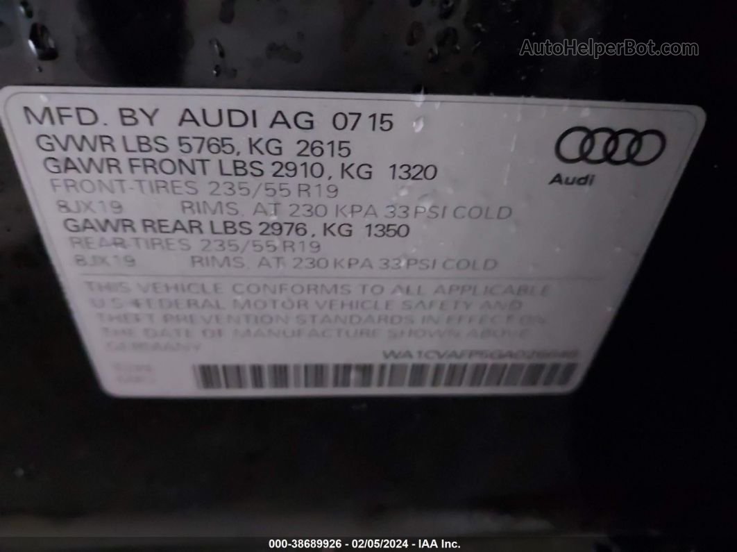 2016 Audi Q5 3.0 Tdi Premium Plus Черный vin: WA1CVAFP5GA026648