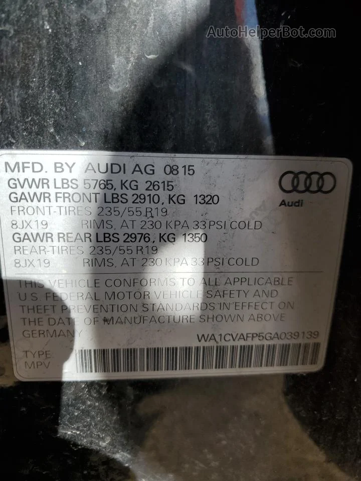 2016 Audi Q5 Tdi Premium Plus Black vin: WA1CVAFP5GA039139