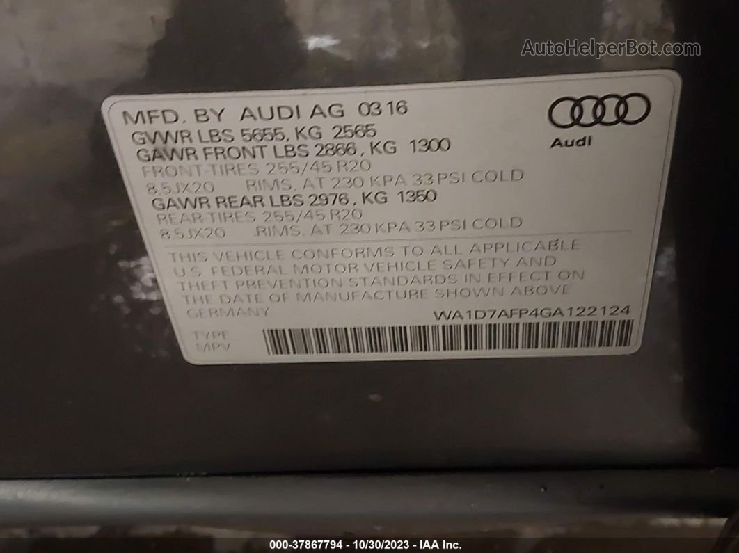 2016 Audi Q5 Premium Plus Gray vin: WA1D7AFP4GA122124