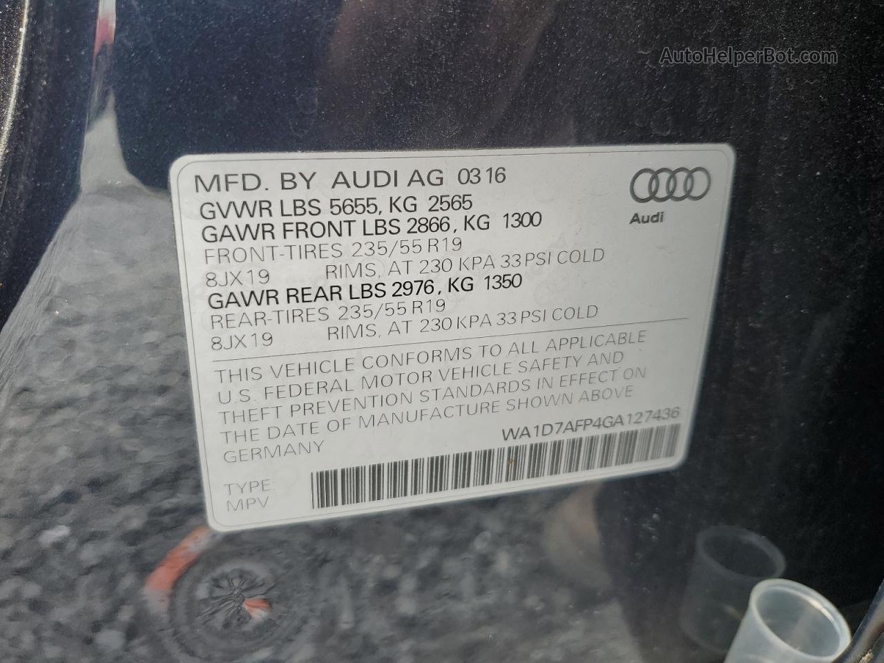 2016 Audi Q5 Premium Plus S-line Blue vin: WA1D7AFP4GA127436