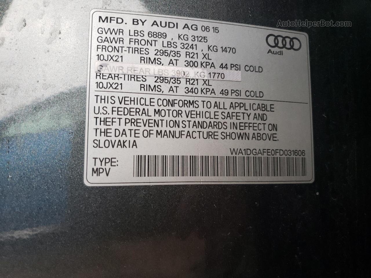 2015 Audi Q7 Prestige Gray vin: WA1DGAFE0FD031606