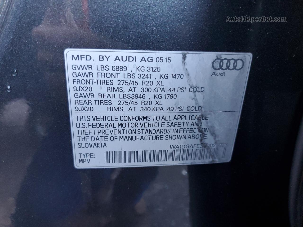 2015 Audi Q7 Prestige Gray vin: WA1DGAFE3FD027923