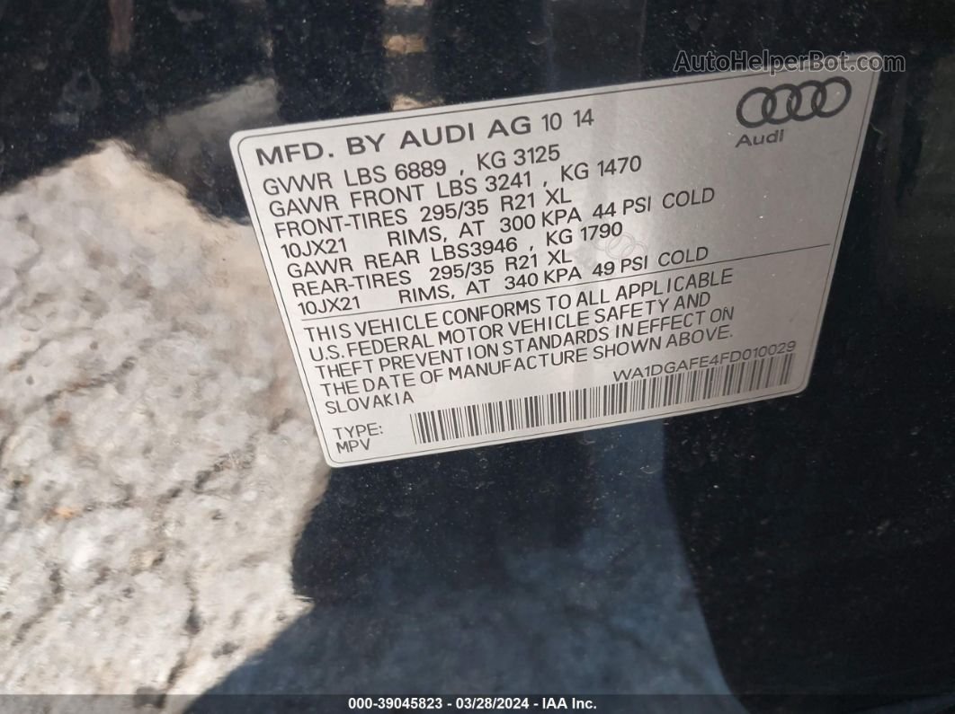2015 Audi Q7 3.0t S Line Prestige Черный vin: WA1DGAFE4FD010029