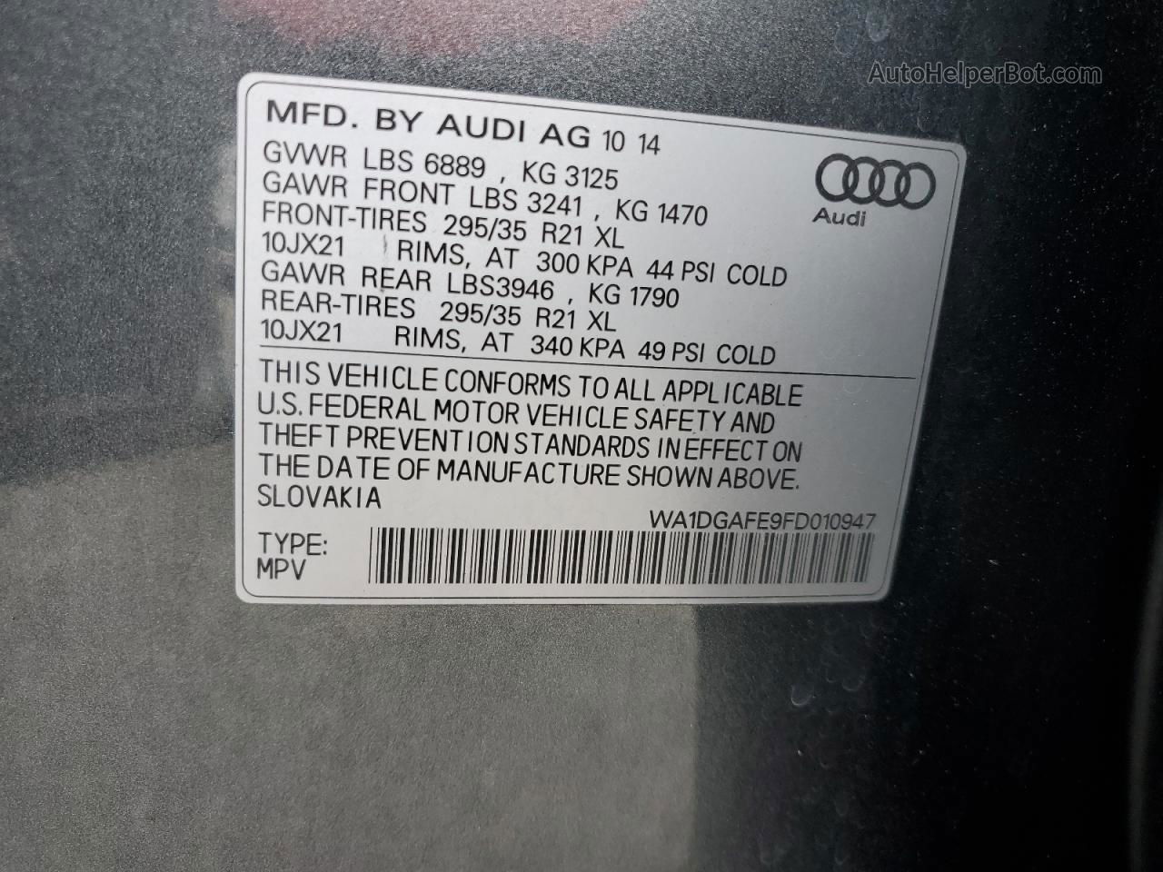 2015 Audi Q7 Prestige Серый vin: WA1DGAFE9FD010947