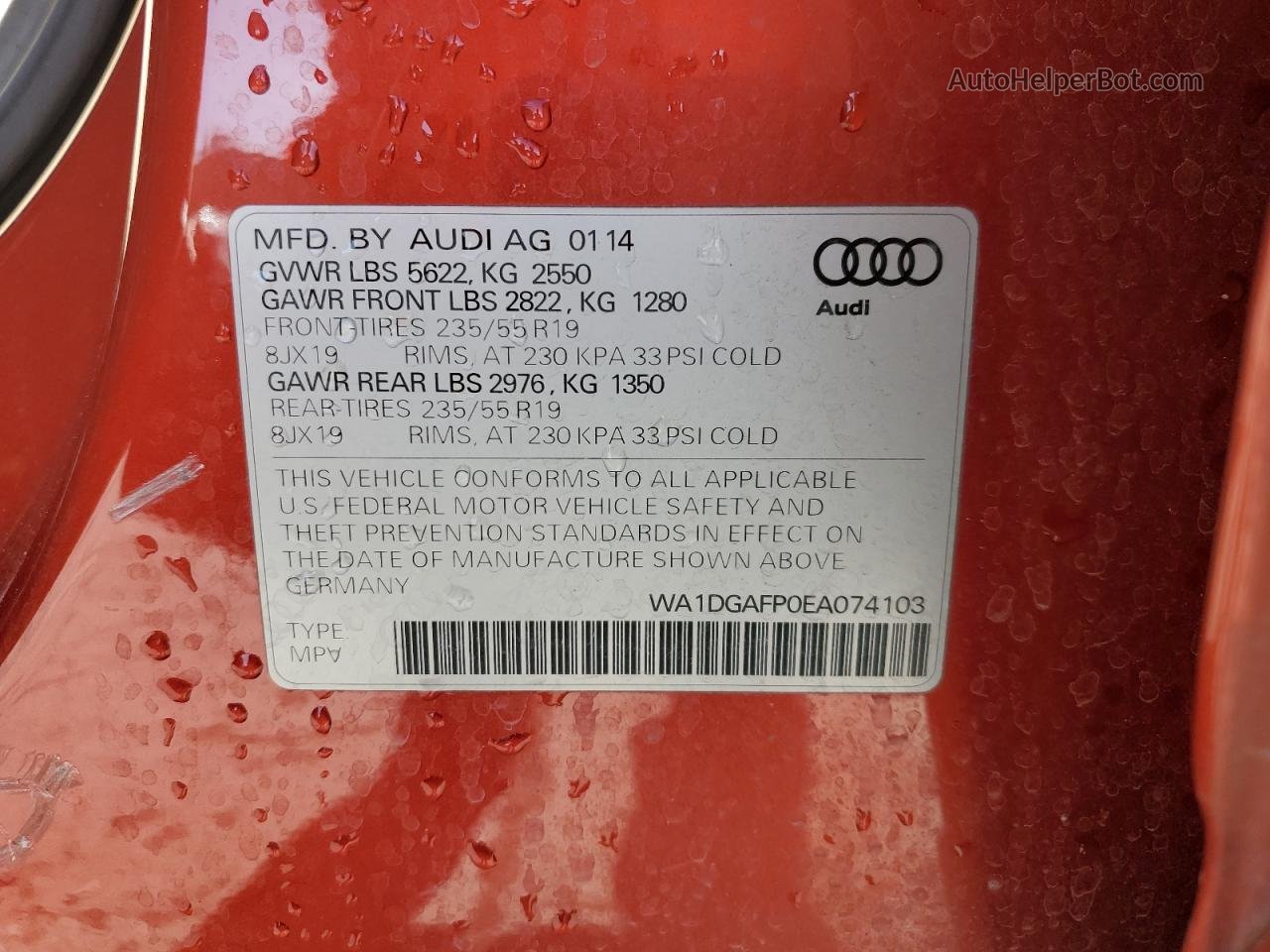 2014 Audi Q5 Premium Plus Orange vin: WA1DGAFP0EA074103