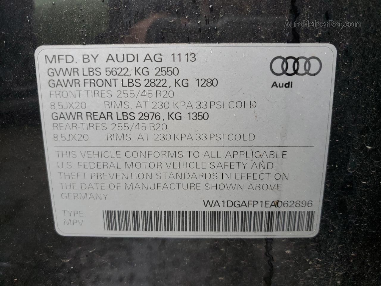 2014 Audi Q5 Premium Plus Черный vin: WA1DGAFP1EA062896