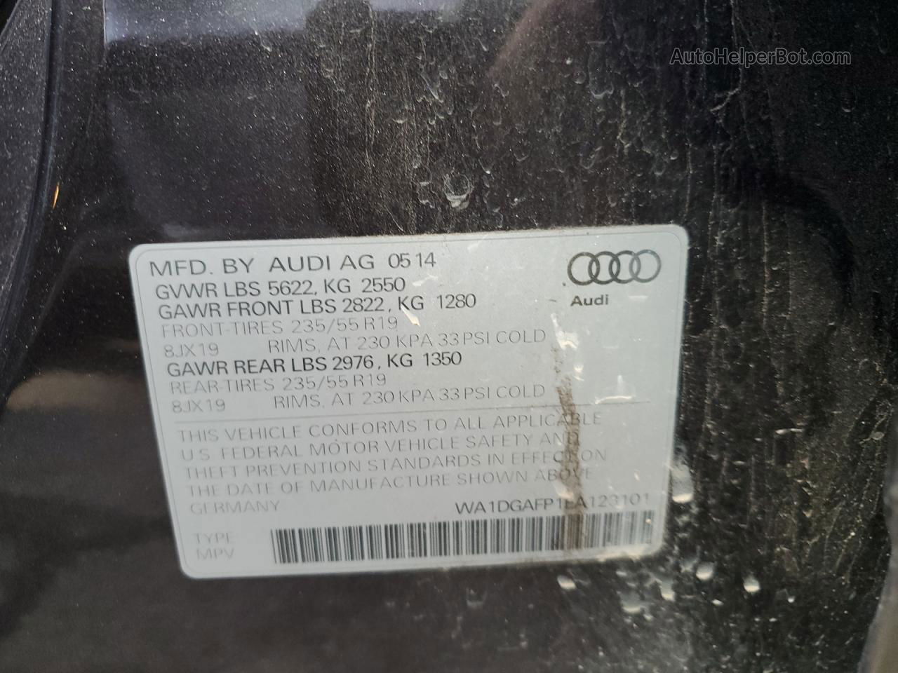 2014 Audi Q5 Premium Plus Gray vin: WA1DGAFP1EA123101