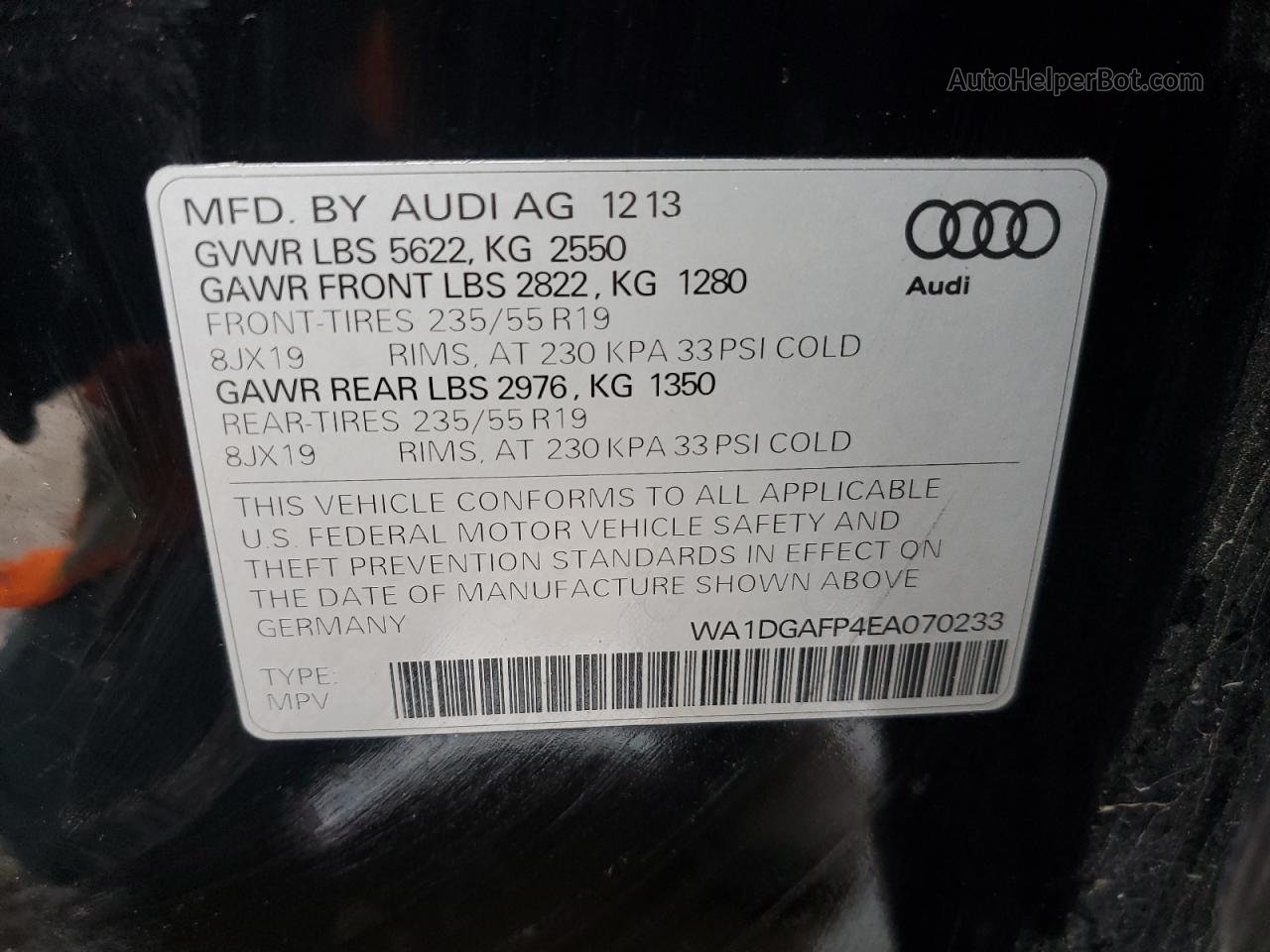 2014 Audi Q5 Premium Plus Черный vin: WA1DGAFP4EA070233