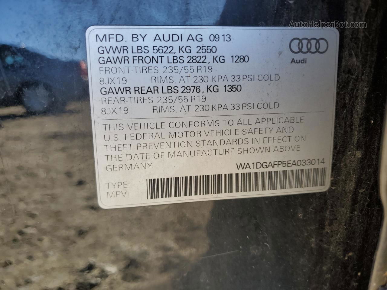 2014 Audi Q5 Premium Plus Черный vin: WA1DGAFP5EA033014