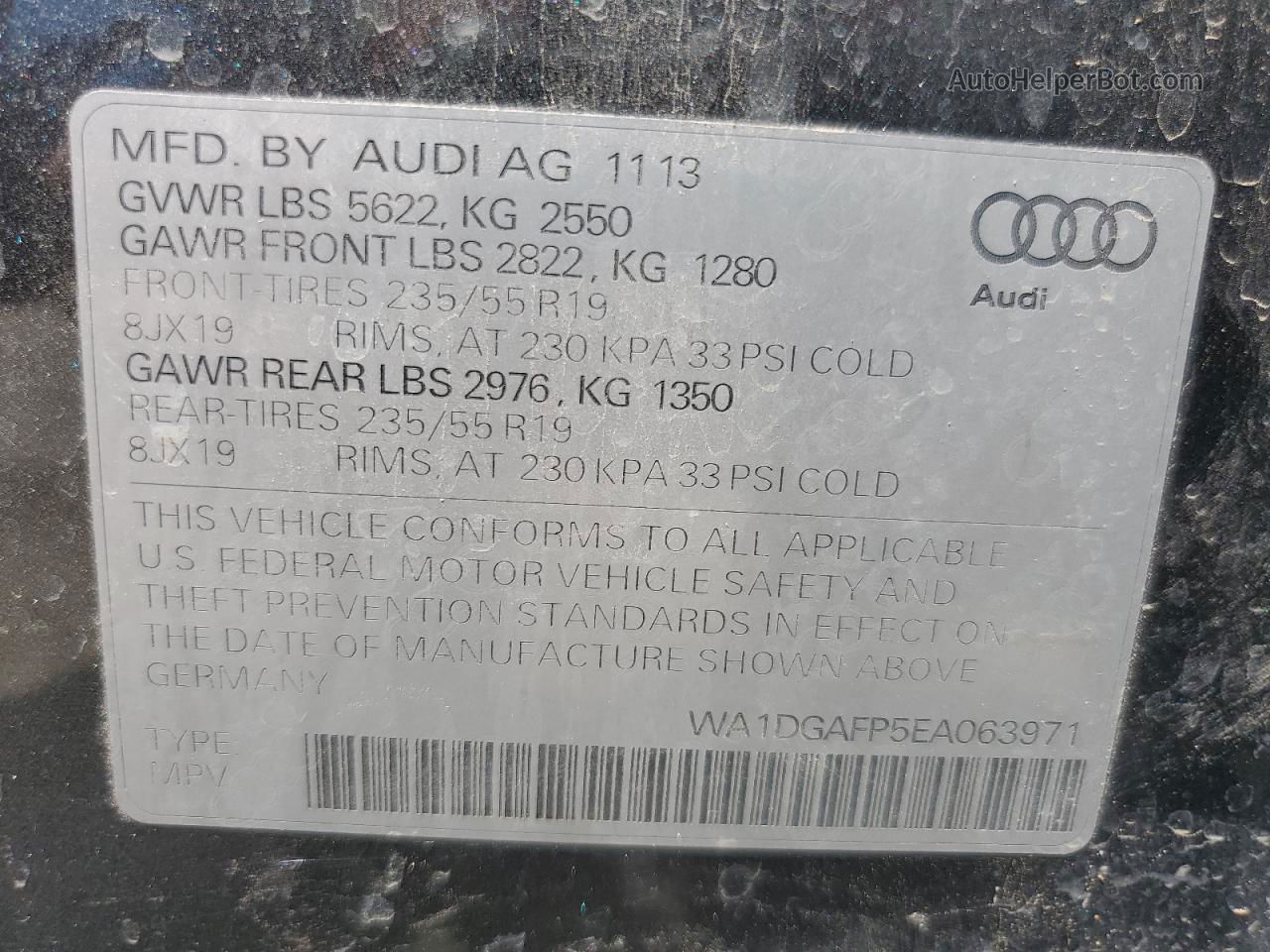 2014 Audi Q5 Premium Plus Charcoal vin: WA1DGAFP5EA063971