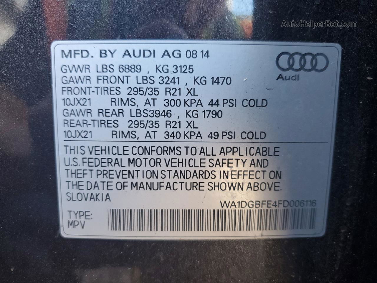 2015 Audi Q7 Prestige Черный vin: WA1DGBFE4FD006116