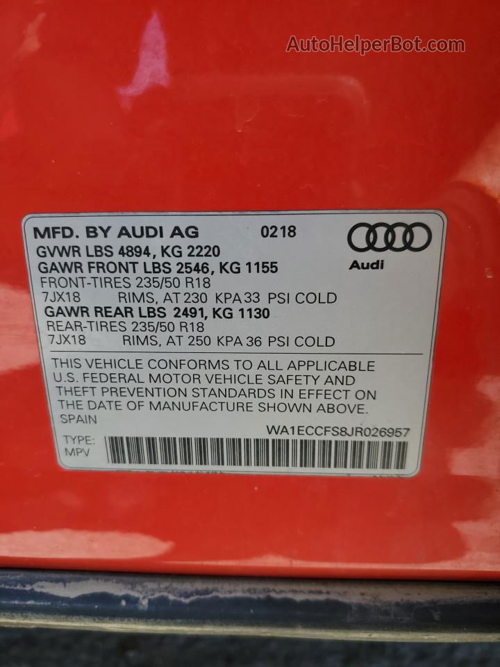 2018 Audi Q3 Premium Red vin: WA1ECCFS8JR026957