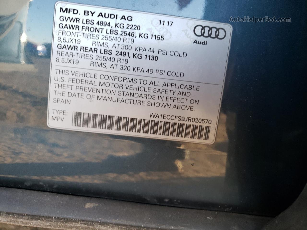 2018 Audi Q3 Premium Blue vin: WA1ECCFS9JR020570