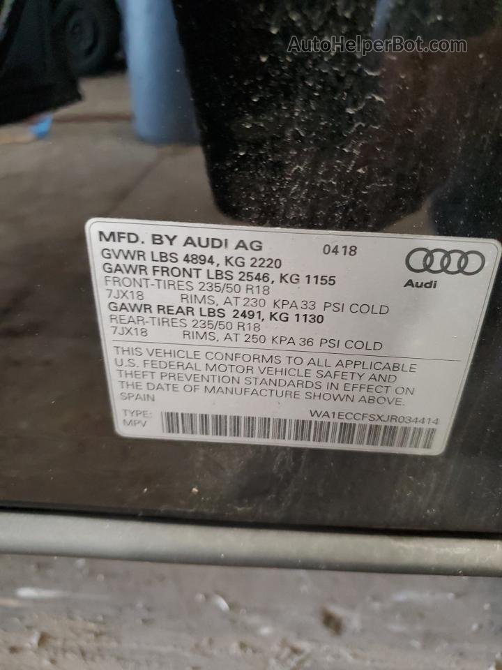 2018 Audi Q3 Premium Черный vin: WA1ECCFSXJR034414