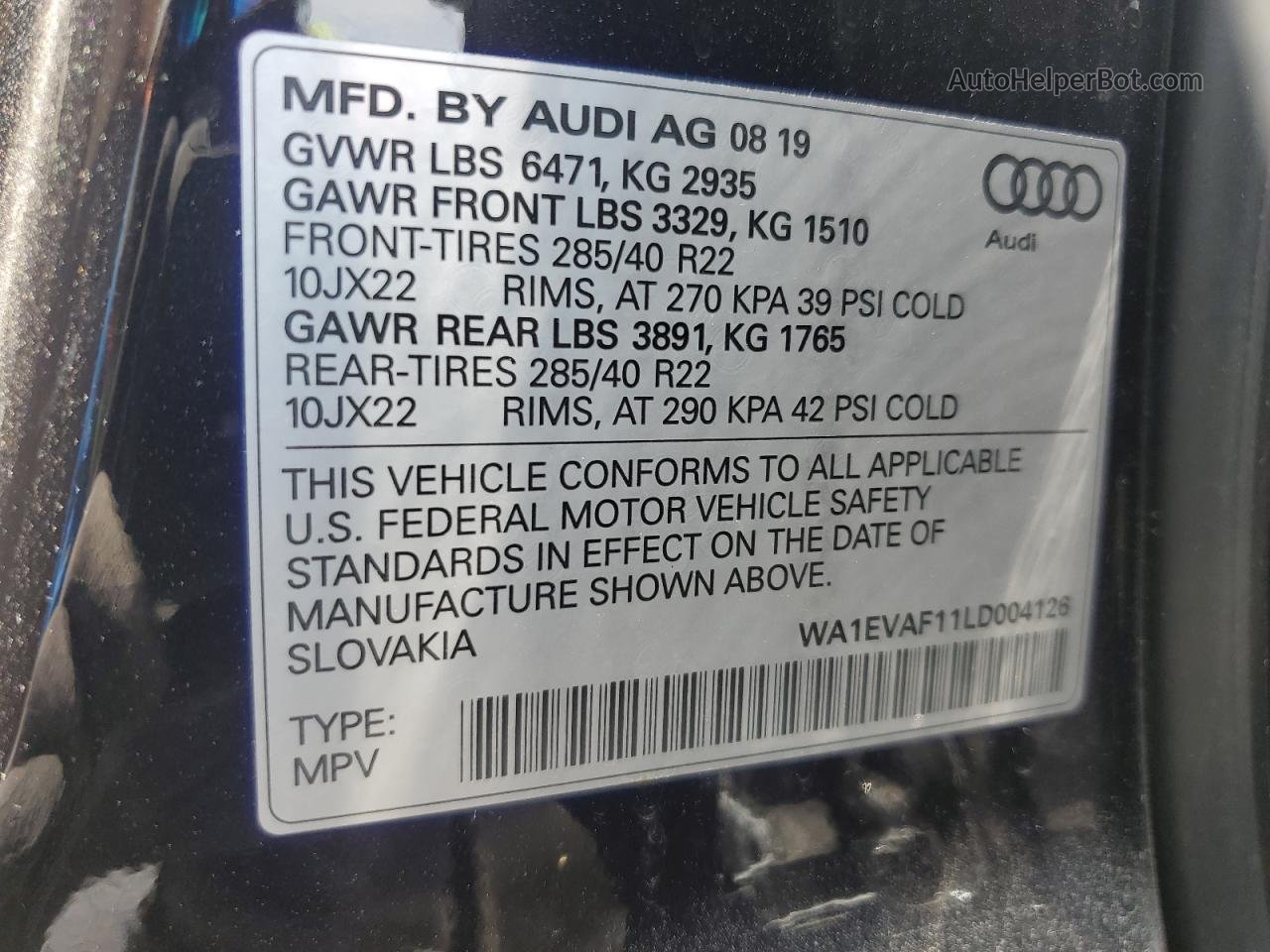 2020 Audi Q8 Premium Plus S-line Черный vin: WA1EVAF11LD004126