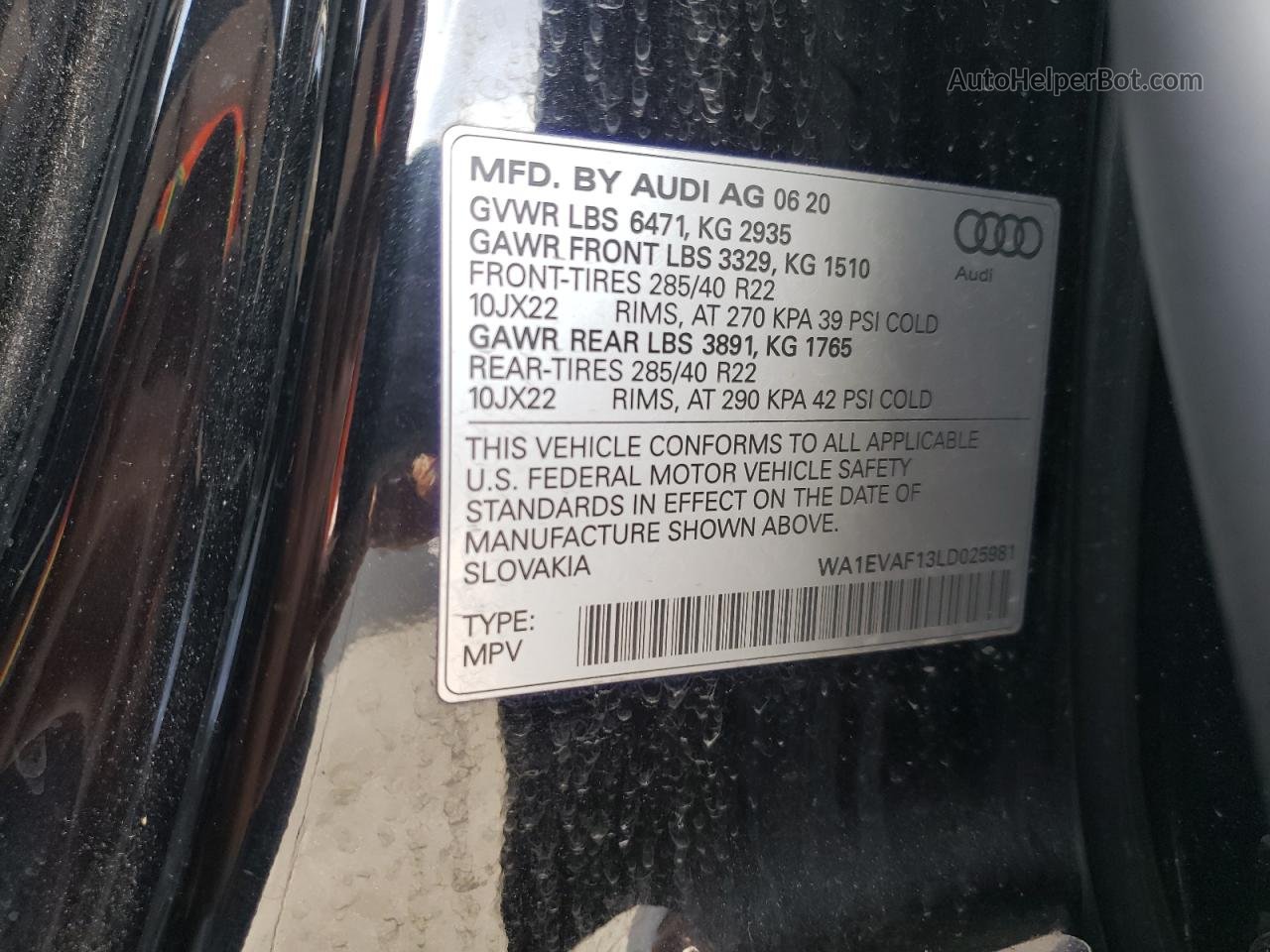 2020 Audi Q8 Premium Plus S-line Черный vin: WA1EVAF13LD025981
