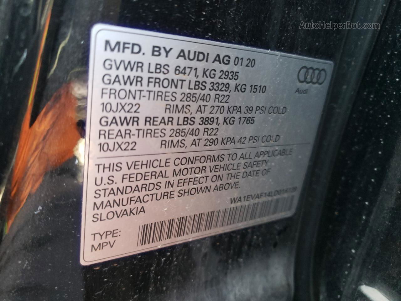 2020 Audi Q8 Premium Plus S-line Black vin: WA1EVAF14LD016139