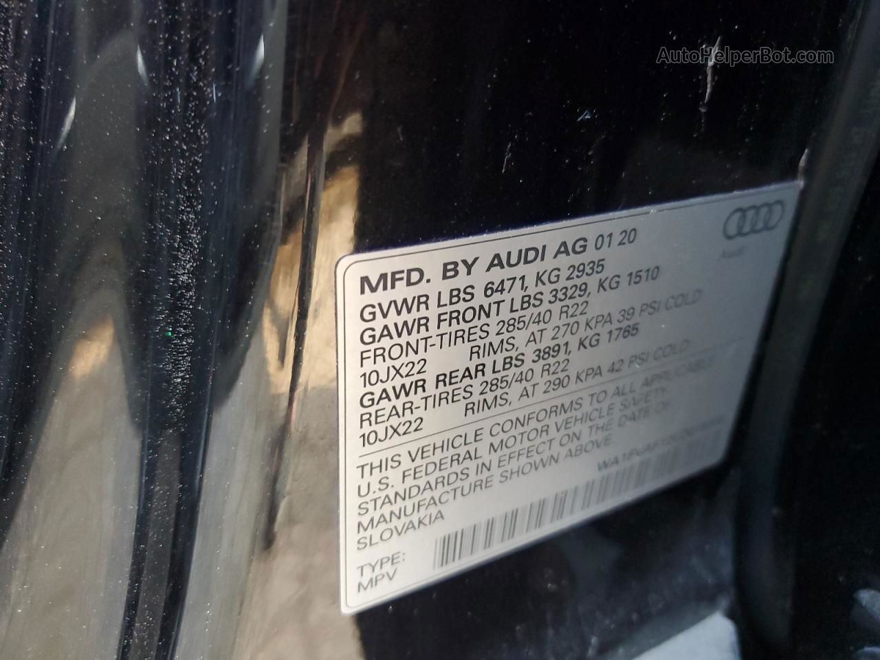 2020 Audi Q8 Prestige S-line Black vin: WA1FVAF12LD016368