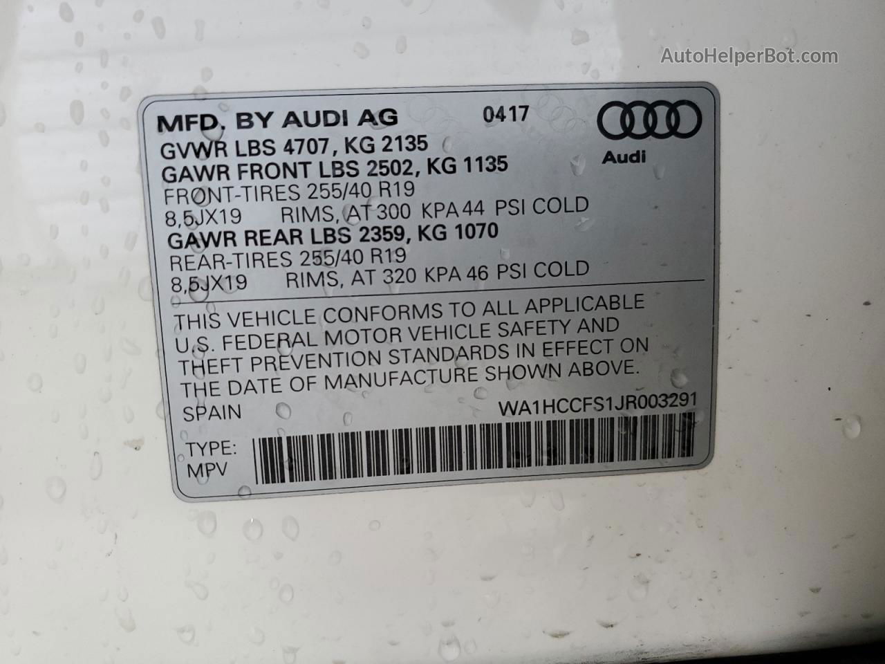 2018 Audi Q3 Premium Plus White vin: WA1HCCFS1JR003291