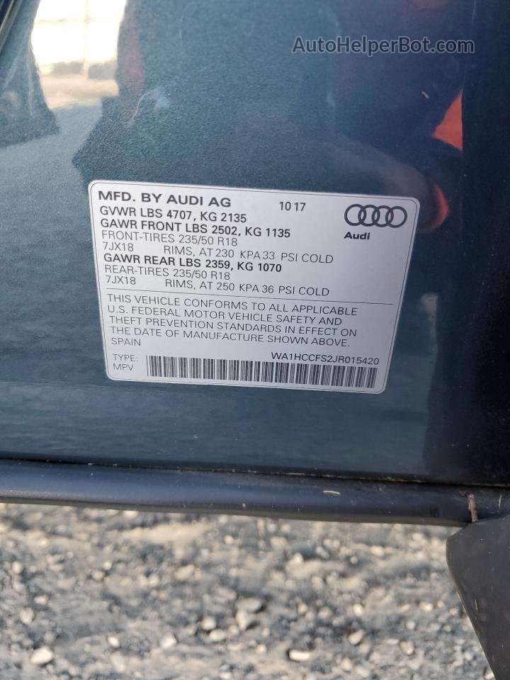 2018 Audi Q3 Premium Plus Синий vin: WA1HCCFS2JR015420