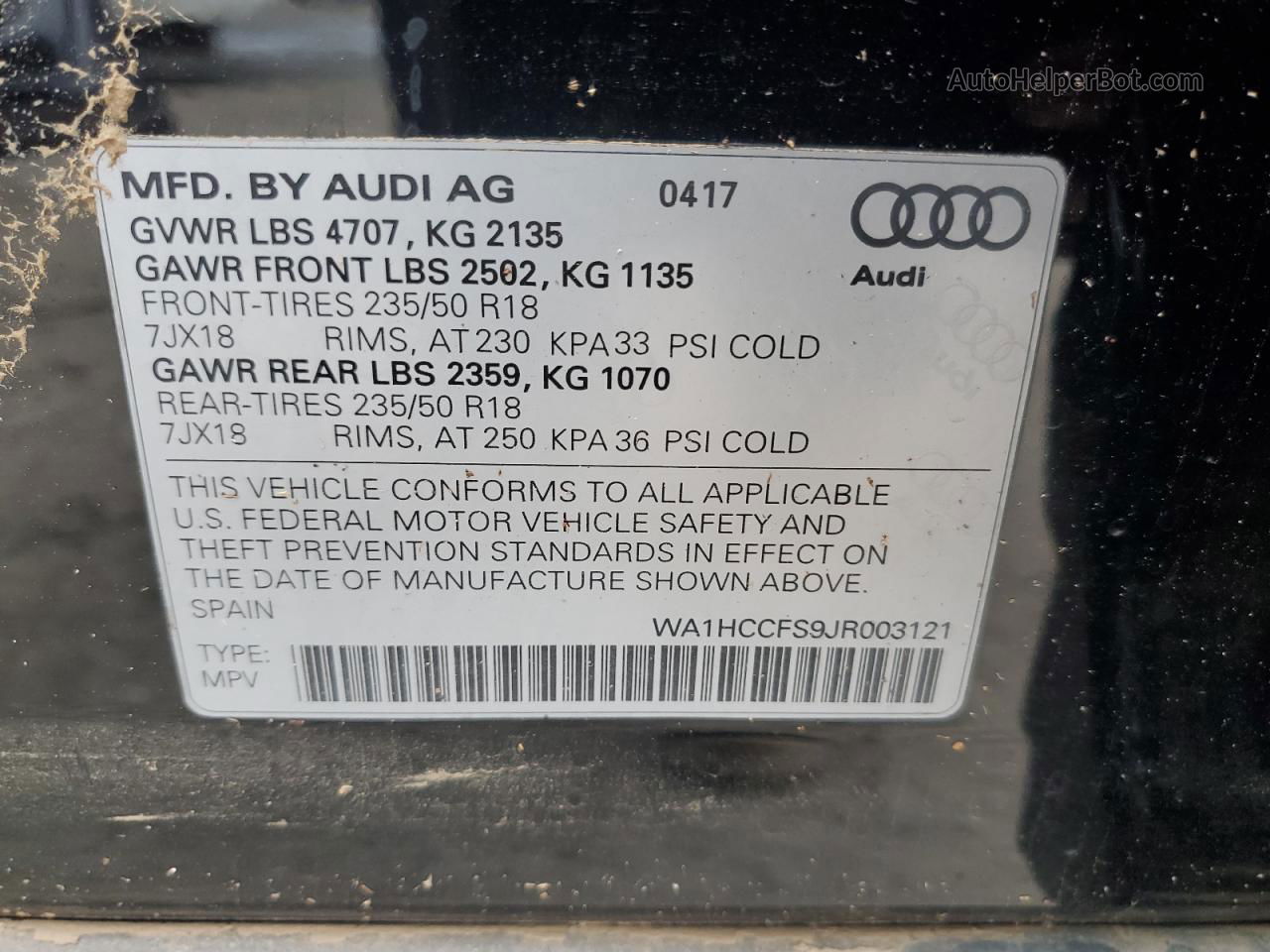 2018 Audi Q3 Premium Plus Black vin: WA1HCCFS9JR003121