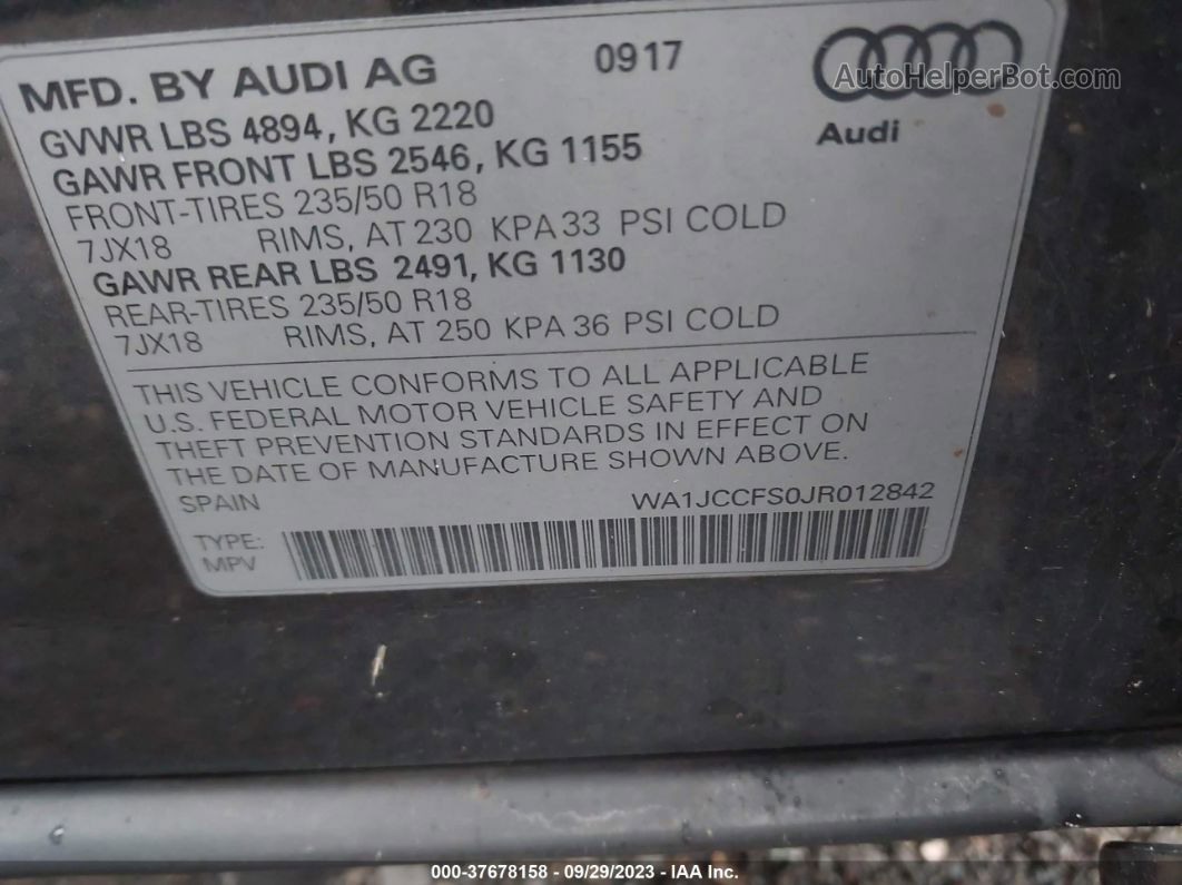 2018 Audi Q3 Premium Plus Серый vin: WA1JCCFS0JR012842