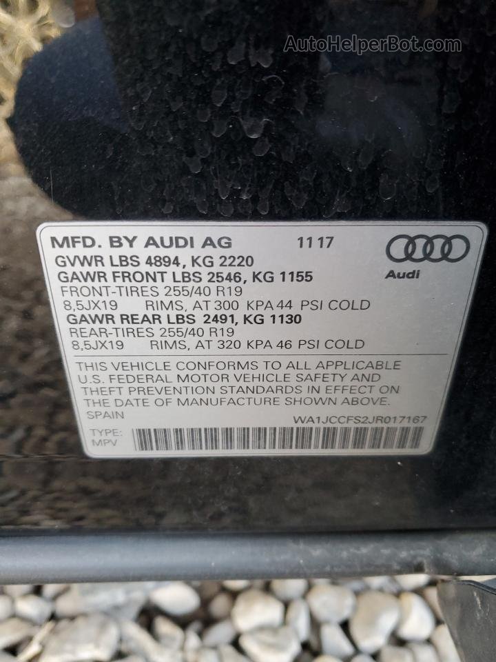 2018 Audi Q3 Premium Plus Black vin: WA1JCCFS2JR017167