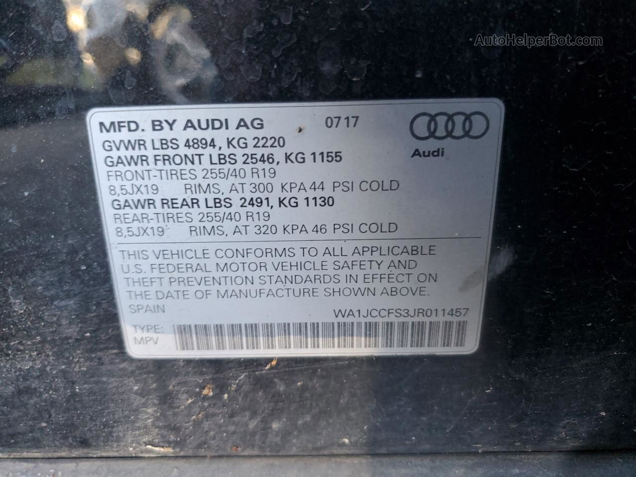 2018 Audi Q3 Premium Plus Black vin: WA1JCCFS3JR011457