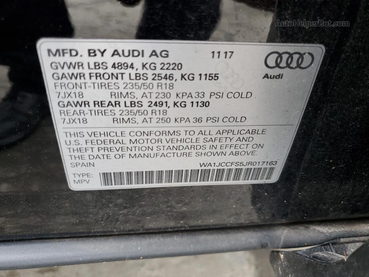 2018 Audi Q3 Premium Plus Black vin: WA1JCCFS5JR017163