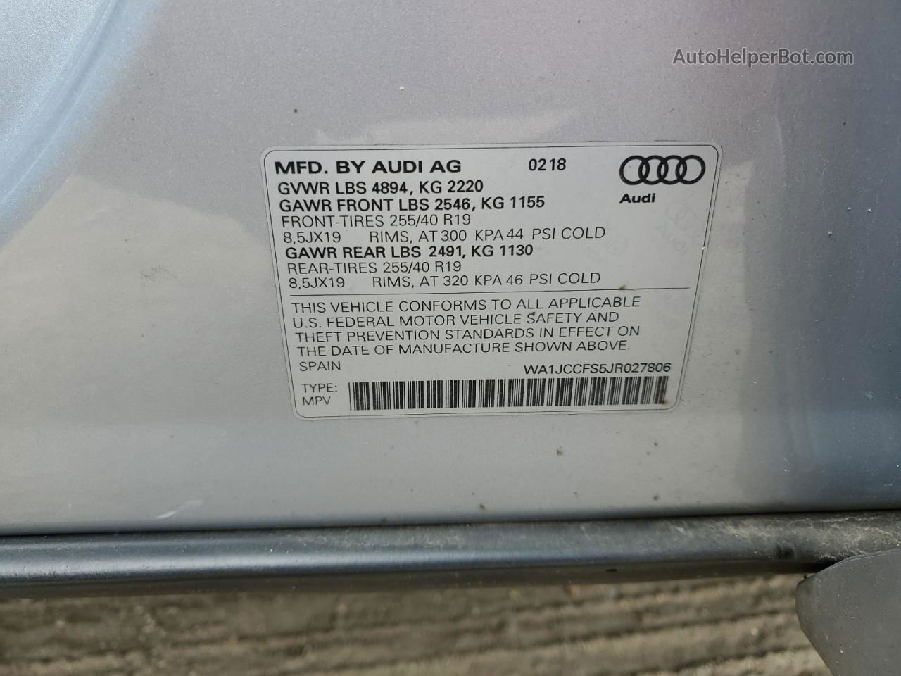 2018 Audi Q3 Premium Plus Gray vin: WA1JCCFS5JR027806