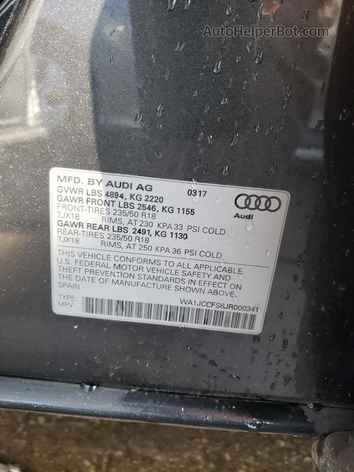 2018 Audi Q3 Premium Plus Gray vin: WA1JCCFS6JR000341