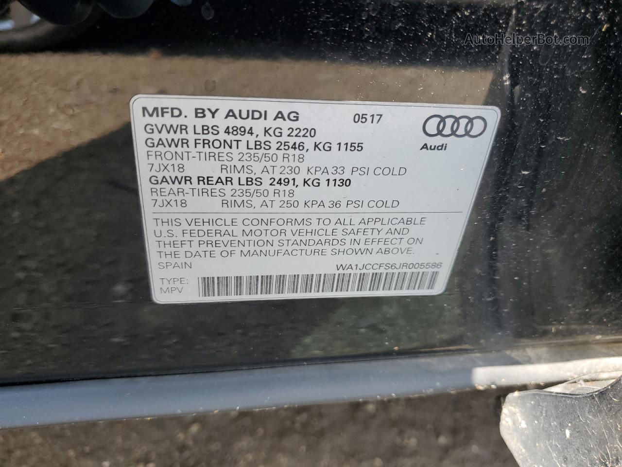 2018 Audi Q3 Premium Plus Black vin: WA1JCCFS6JR005586