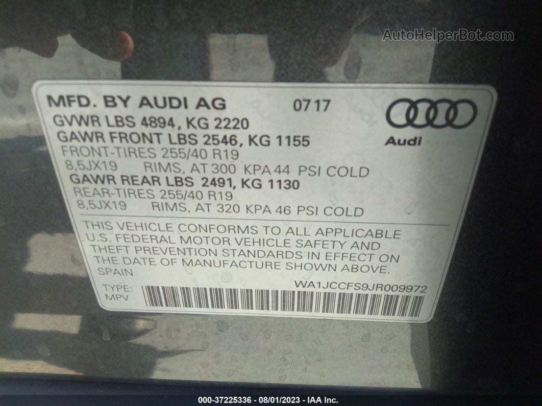 2018 Audi Q3 Premium Plus Серый vin: WA1JCCFS9JR009972