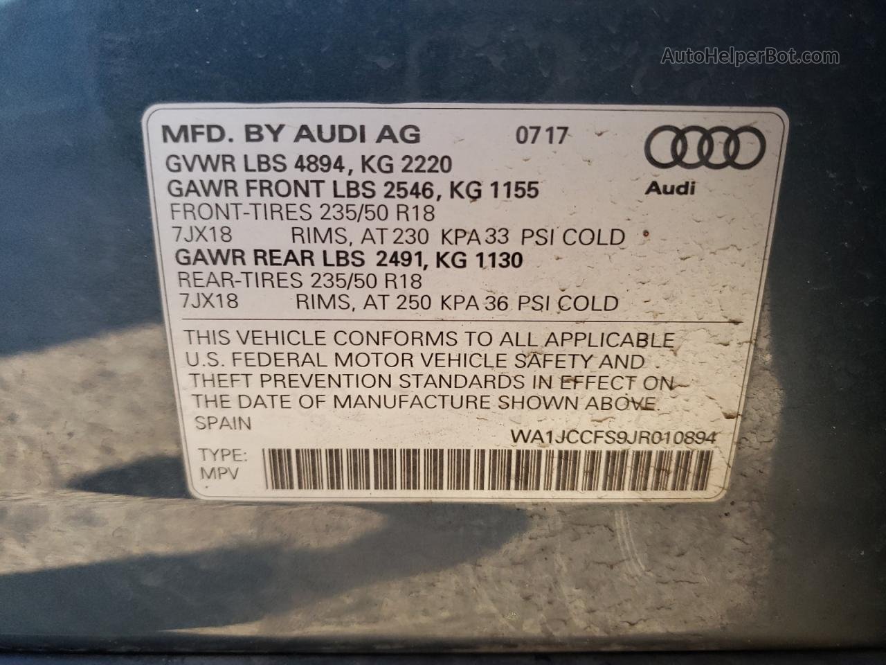 2018 Audi Q3 Premium Plus Blue vin: WA1JCCFS9JR010894