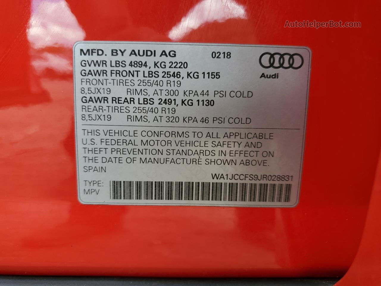 2018 Audi Q3 Premium Plus Red vin: WA1JCCFS9JR028831