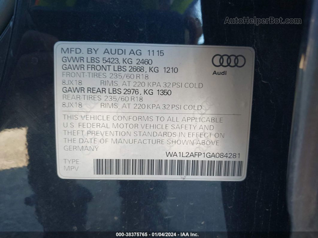 2016 Audi Q5 2.0t Premium Black vin: WA1L2AFP1GA084281