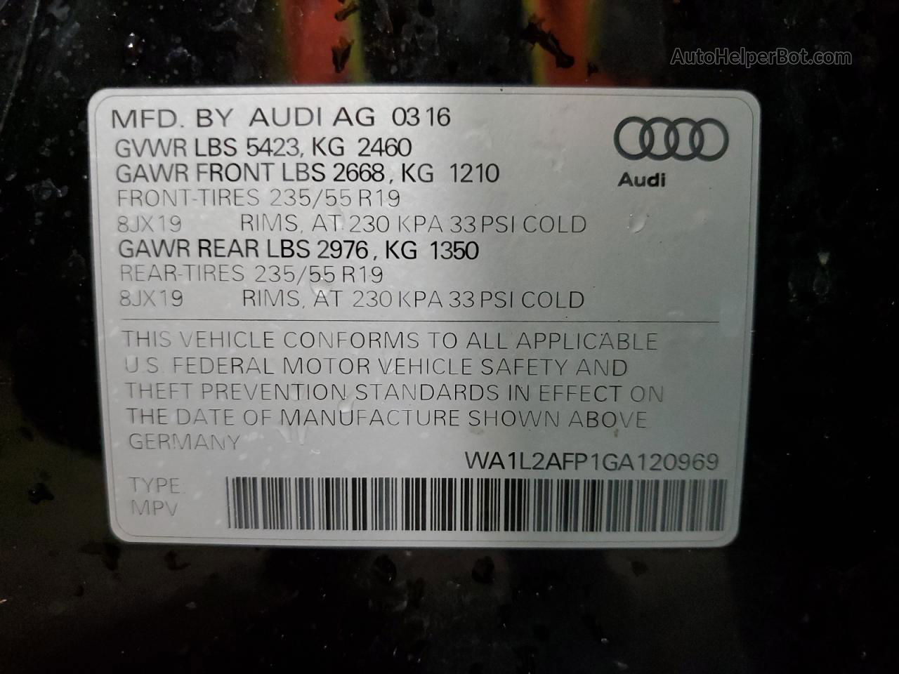 2016 Audi Q5 Premium Plus Black vin: WA1L2AFP1GA120969