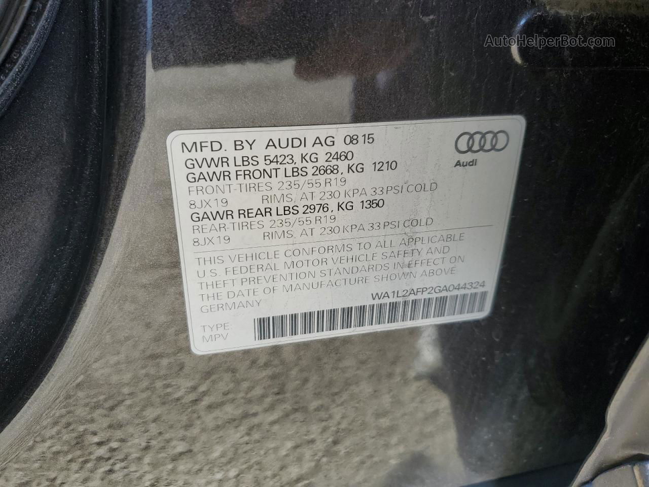 2016 Audi Q5 Premium Plus Black vin: WA1L2AFP2GA044324