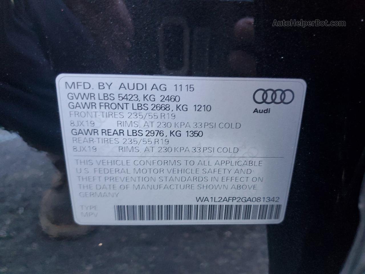 2016 Audi Q5 Premium Plus Black vin: WA1L2AFP2GA081342