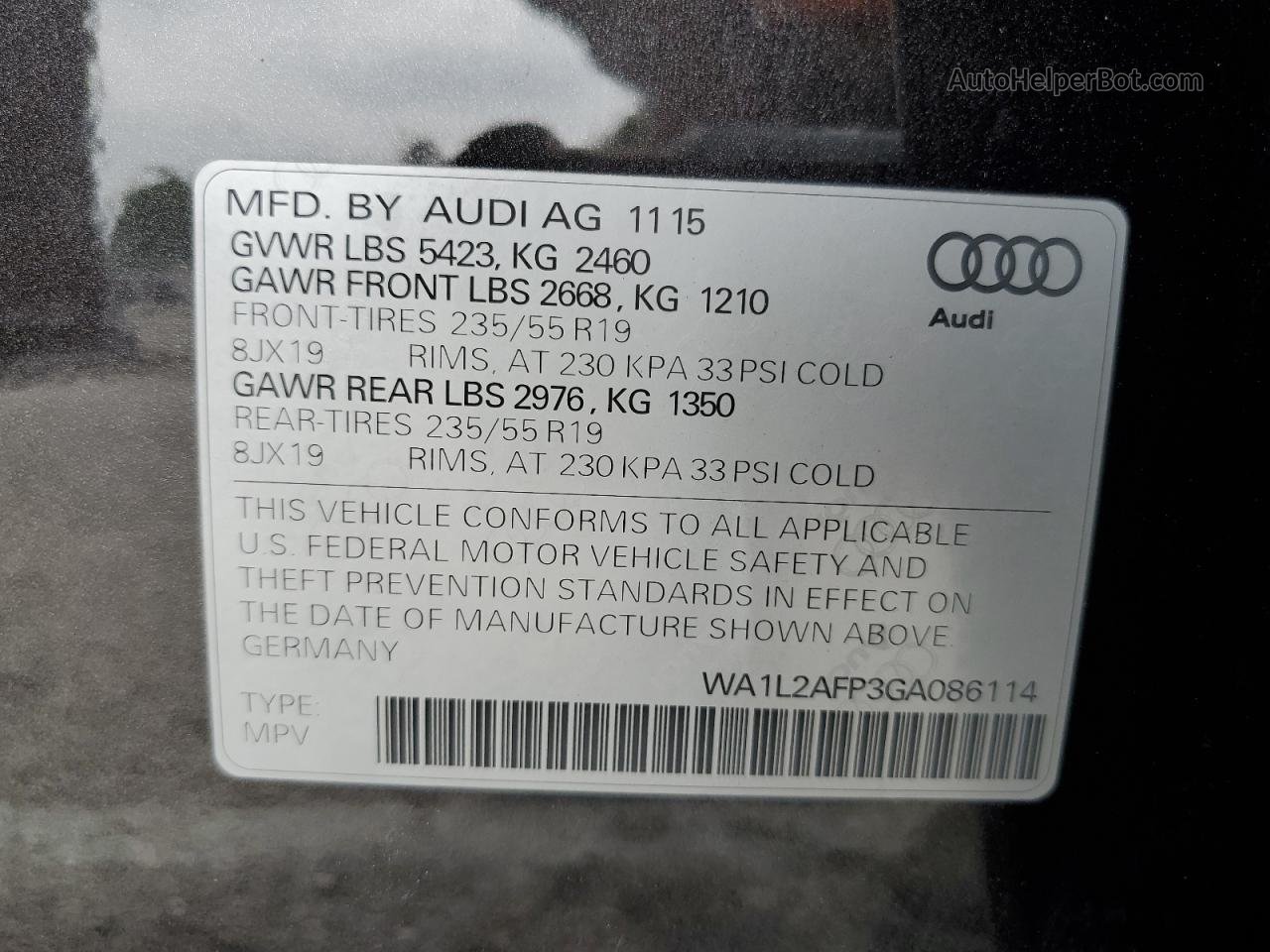 2016 Audi Q5 Premium Plus Gray vin: WA1L2AFP3GA086114