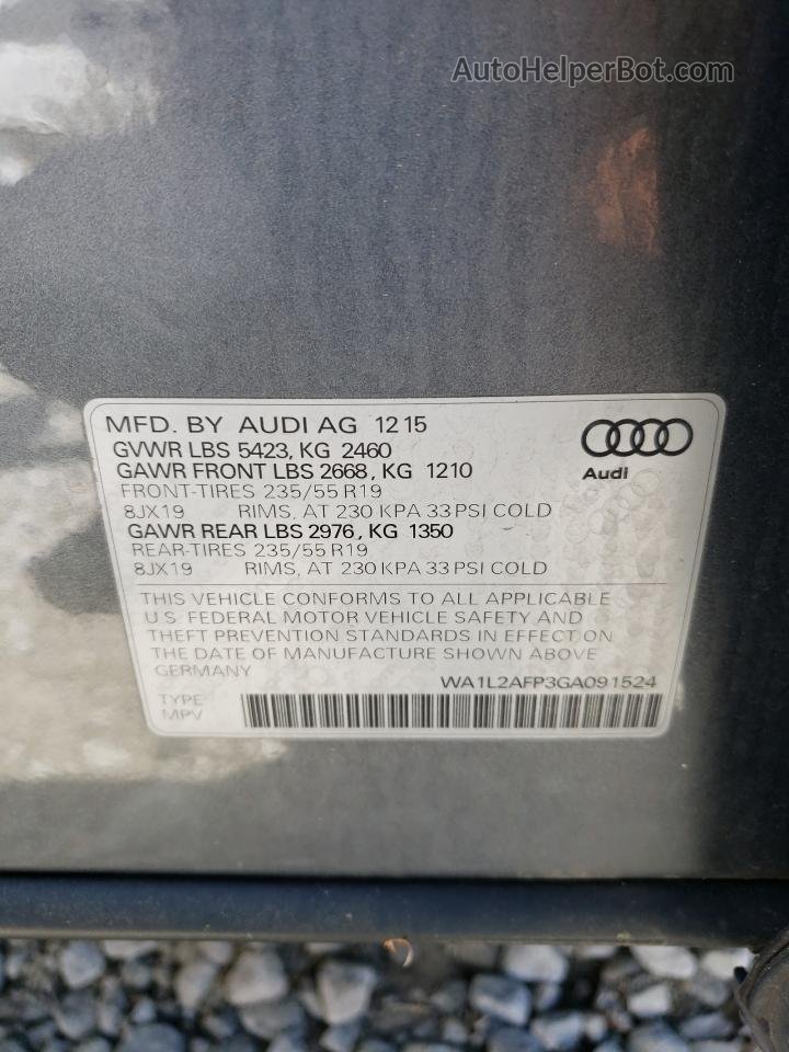 2016 Audi Q5 Premium Plus Gray vin: WA1L2AFP3GA091524