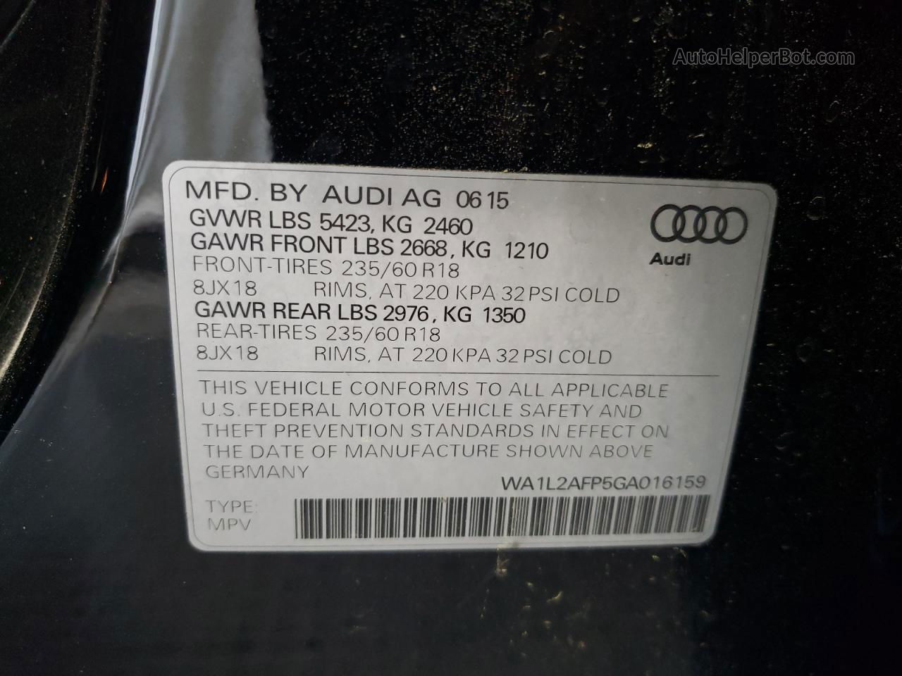 2016 Audi Q5 Premium Plus Black vin: WA1L2AFP5GA016159