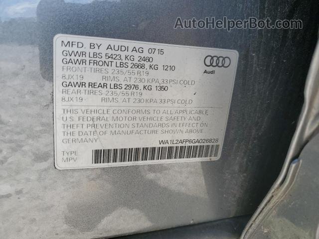 2016 Audi Q5 Premium Plus Gray vin: WA1L2AFP6GA026828