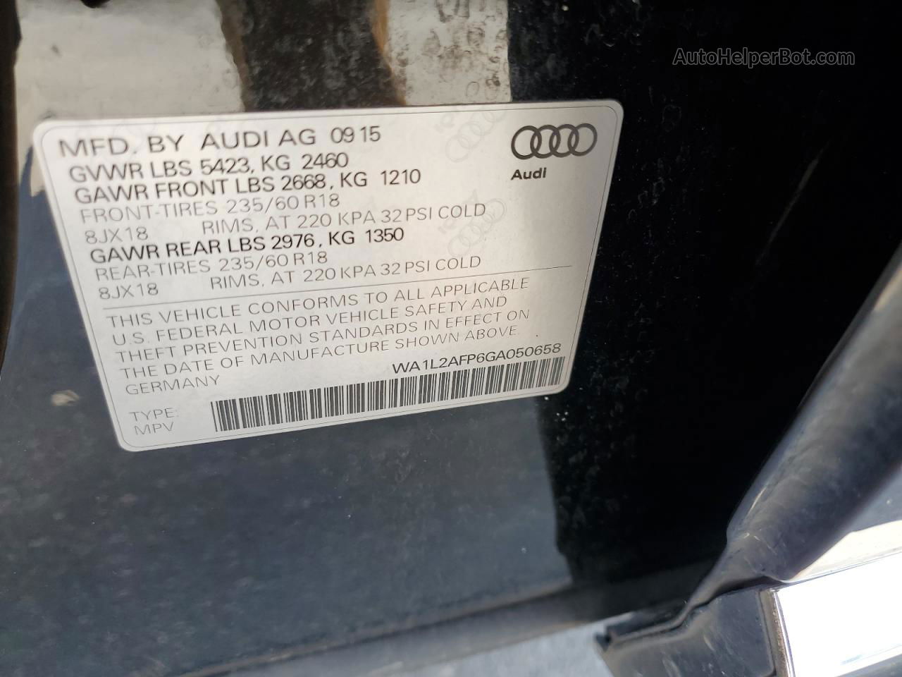 2016 Audi Q5 Premium Plus Black vin: WA1L2AFP6GA050658