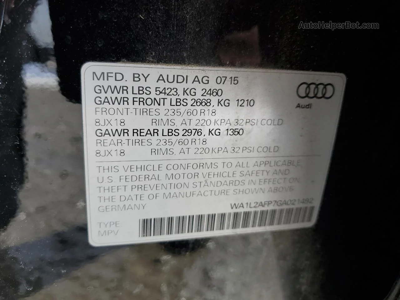 2016 Audi Q5 Premium Plus Черный vin: WA1L2AFP7GA021492
